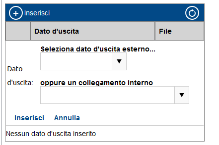 Per configurare un nuovo dato d uscita personalizzato clicca su Inserisci nuovo elemento, digita il nome e quindi clicca su Inserisci.