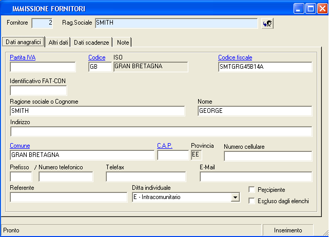 Sempre dall'anagrafica clienti/fornitori, è possibile effettuare la creazione automatica del cliente per autofattura, in modo tale da poter impostare correttamente la registrazione