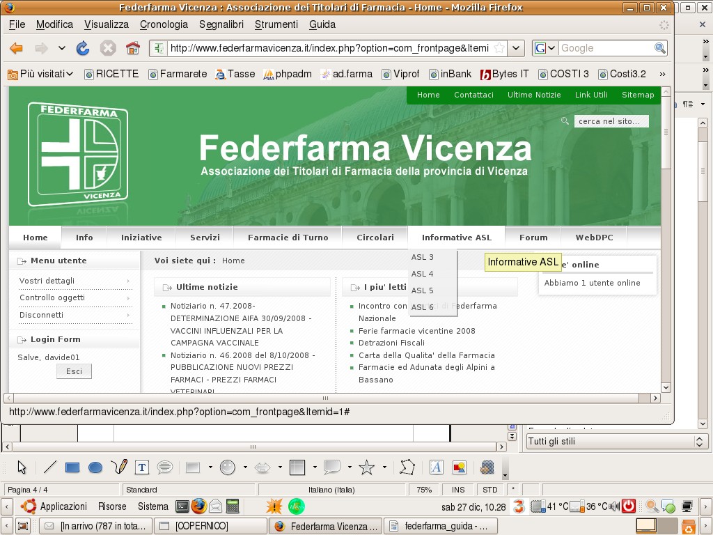 2.Accesso alle notizie Dopo aver effettuato l'accesso, nell'area [1] ultime notizie è possibile accedere alle circolari più