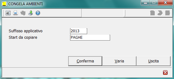 18 / 18 CONGELA Memorizzazione archivi/programmi anno precedente La funzionalità CONGELA consente di memorizzare in maniera definitiva un determinato applicativo ossia di conservare lo stato degli