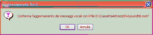 Manutenzione Nel caso in cui il file specificato è di tipo MOT, l aggiornamento è preceduto da una richiesta di conferma a procedere all elaborazione del file indicato.