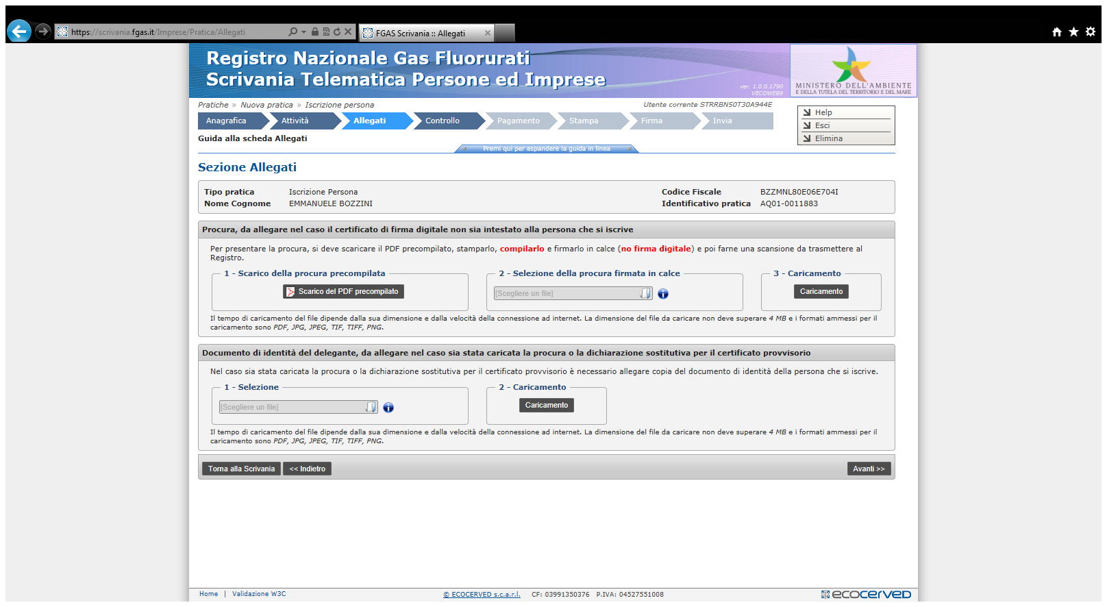 Registro telematico L iscrizione: Qualora la persona proprietaria della firma non sia la persona che si sta iscrivendo, è necessario che quest