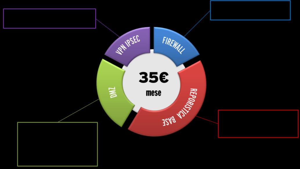 17.2.1 Modulo base Firewall: modello 105 Stonesoft che viene fornito in comodato d uso gratuito e posizionato tra la LAN del cliente e la CPE VPN IPSec: consente di creare reti private virtuali