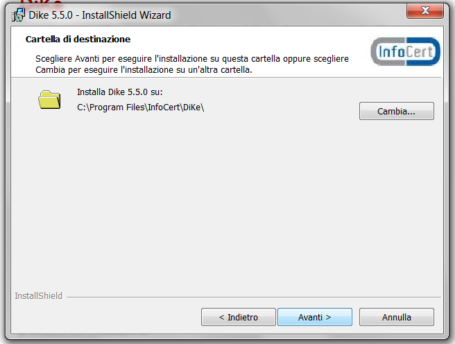 g. Selezionare Avanti senza cambiare la cartella di