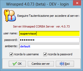 Avvio del server come servizio: Dal pannello di gestione dei servizi di Windows, avviare prima l'orbd_service e poi il WinaspedServer.