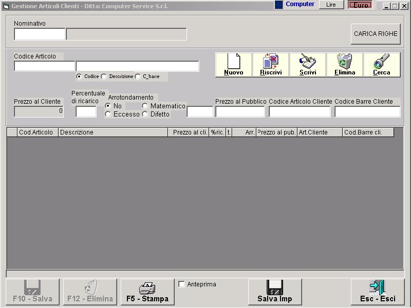 Visualizzazione immediata dei listini associati. Inserimento foto da qualsiasi periferica Gestione e stampa barcode. Possibilità di inserire articolo alternativo o sostitutivo.