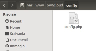 sudo gedit /var/www/owncloud/config/config.
