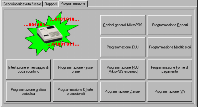 Scheda centrale Rapporti Questa scheda permette, invece, di stampare qualsiasi rapporto in lettura o in azzeramento del MikroPOS, compreso la chiusura giornaliera e le letture della memoria fiscale