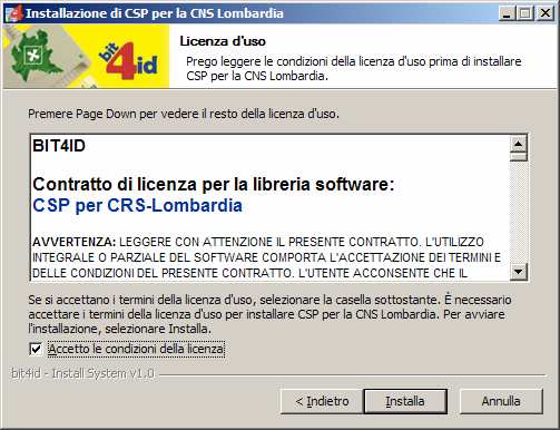 Figura 24 Procedura di installazione: accettazione condizioni di licenza 8.