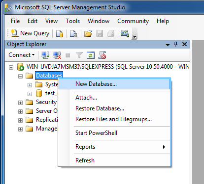 Dal menù Start Lanciare SQL Server Management Studio ed eseguire la connessione al server.