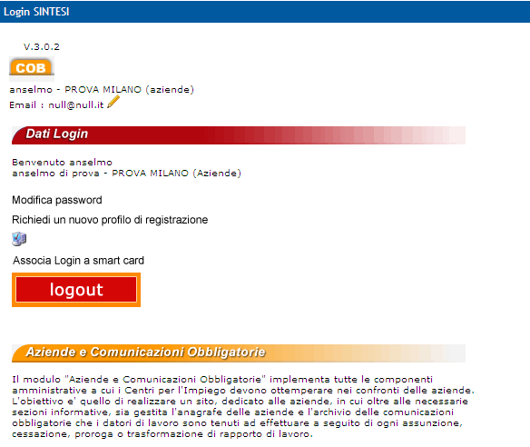 Per effettuare qualsiasi richiesta on-line sul sito della Provincia di Milano è necessario essere in possesso delle credenziali di accesso all applicativo COB che possono essere richieste al seguente