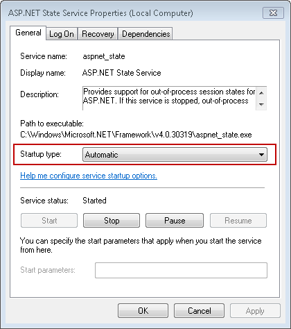 Prerequisiti di installazione Servizio stato ASP.NET: 2008, 2008 R2 e 2012 Se le versioni di DotNet sono state installate manualmente, il servizio stato ASP.net installato con ASP.