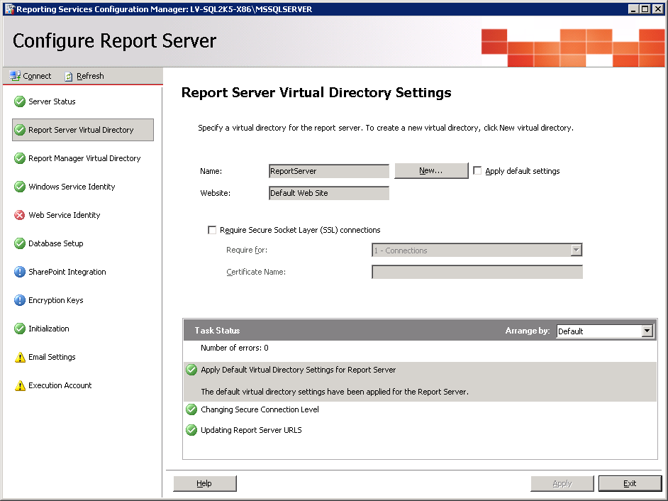 Configurazione di SQL Server Reporting Services 4.