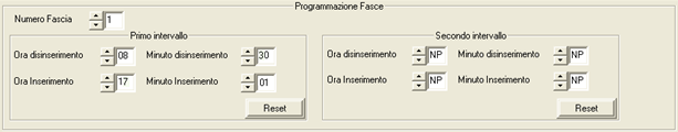 Nella schermata che appare si impostano le fasce orarie per l inserimento / disinserimento delle singole aree.