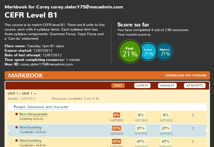 Come visualizzare i voti dei tuoi studenti I risultati relativi alle attività completate dai tuoi studenti vengono registrati e possono essere visualizzati se lo studente è entrato a far parte della