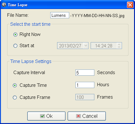 6.7 Intervallo di tempo (impostazioni burst) Fare clic su per avviare il menu intervallo di tempo. 1.