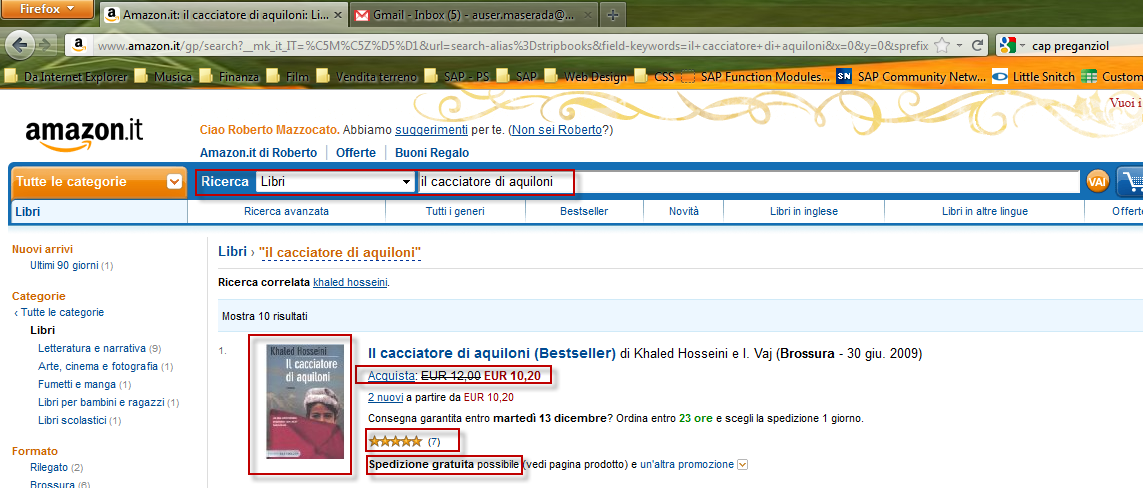 Cercare articoli su Amazon - 2 Nella pagina che si apre si possono visualizzare i risultati