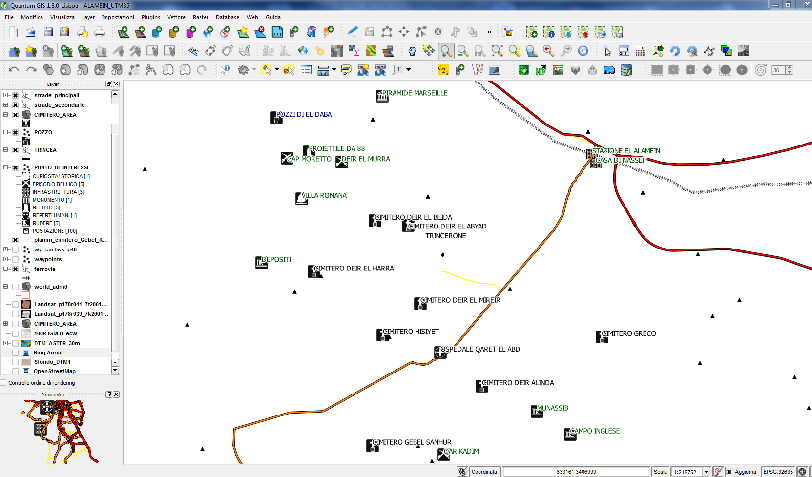 3. INTERFACCIA UTENTE E possibile visualizzare tre tipologie di finestre all interno di un progetto QGIS dati cartografici Vista mappa dati alfanumerici Tavola degli attributi stampe Finestra Layout