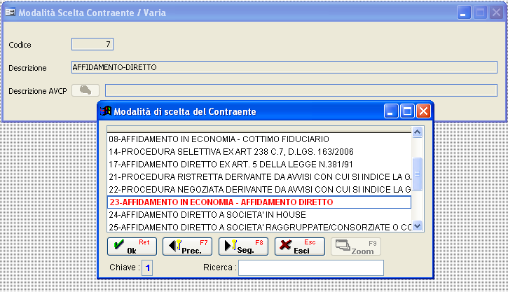 Figura n. 7 Premere il tasto F3 ed associare le descrizioni alle descrizioni dell AVCP attraverso la lente d ingrandimento.