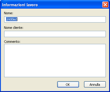 Commento: Immettere il commento per il lavoro. È possibile immettere fino a 128 caratteri.