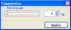 2. Fare clic sul pulsante Modifica e scegliere Trasparenza dalla finestra principale. Viene visualizzata la finestra di dialogo Trasparenza. 3.