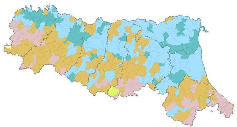 Indicatore di sintesi, Liguria: aree di maggiore potenzialità di insediamento per i giovani agricoltori, 27 valori %