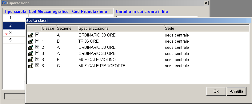 questa operazione classe per classe. 4 - Voti L utente dovrà specificare, per ciascun voto, la corrispondenza nella tabella Sidi.