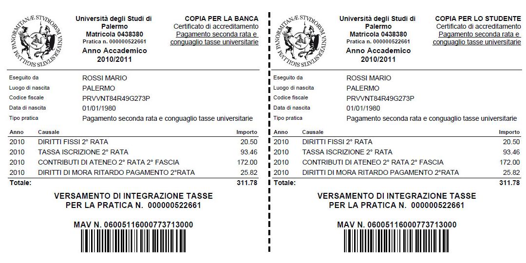 Stampa della pratica Il conguaglio viene