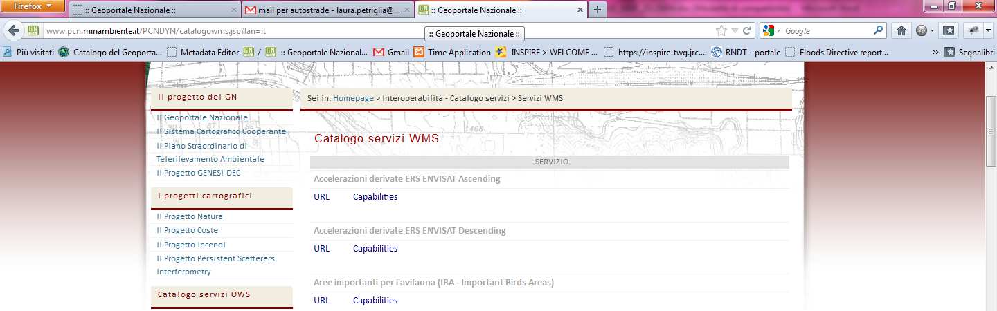 Figura 2 Finestra di dialogo per effettuare le connessioni WMS con lo strumento Add WMS