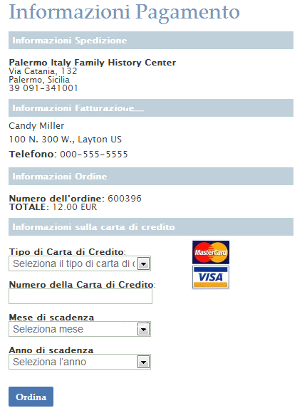 21. Compila le informazioni per il pagamento. a. Per pagare con carta di credito, inserisci i dati della carta e clicca Ordina. b. Per PayPal, clicca Con il tuo conto PayPal.