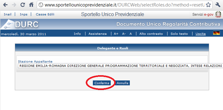 2 La richiesta DURC L utente si collega al sito internet http://www.sportellounicoprevidenziale.