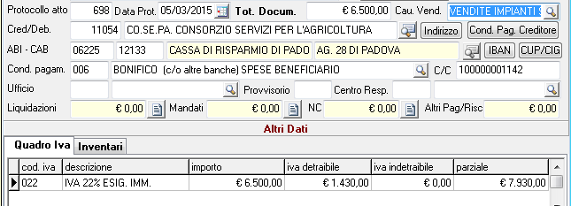 La fattura verrà liquidata per l importo pari al totale del documento.