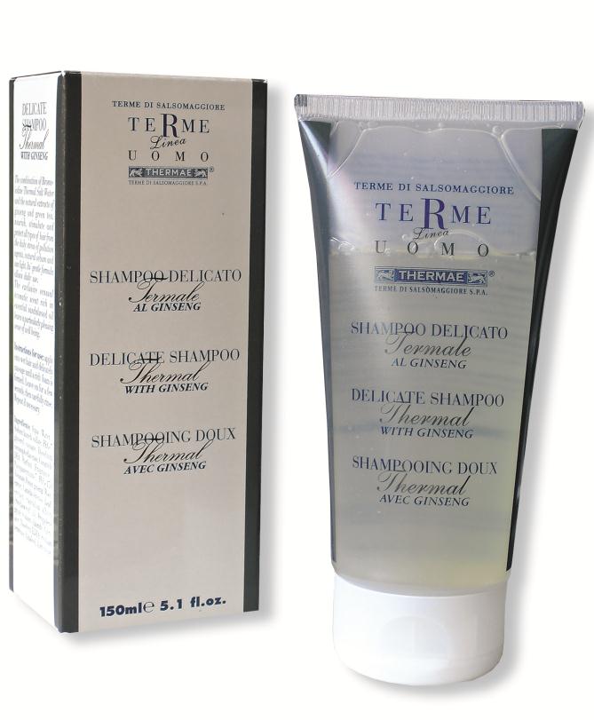 Shampoo delicato Termale al ginseng shampoo che con la sinergia dell acqua termale e degli estratti naturali di ginseng e thè verde, nutre, stimola e protegge tutti i tipi di capelli anche stressati
