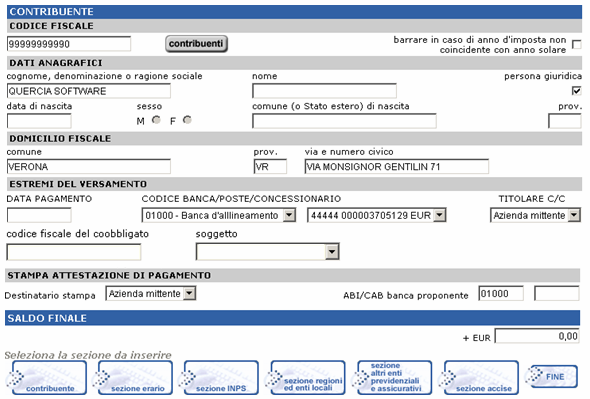 TLQWEB - FUNZIONAMENTO DELEGA UNIFICATA Entrando in Disposizioni, nella sezione F24, è possibile compilare il modello per il pagamento della Delega Unificata.