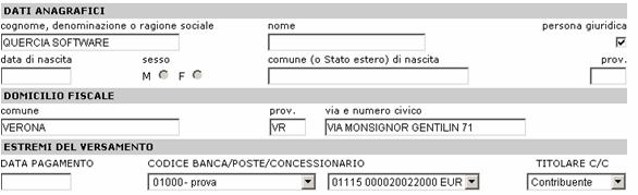 Nella parte riservata agli Estremi del Versamento indicare la data di pagamento La banca eseguirà l addebito alla data indicata, anche se la spedizione è precedente.