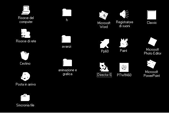 IL DESKTOP ICONE di SISTEMA CARTELLE BARRA degli Strumenti Icone - pulsanti di apertura dei Programmi Pulsante d'avvio AVVIO rapido APPLICAZIONI aperte Area INFORMAZIONI