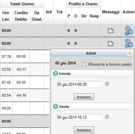 3 Nuovo Cartellino La schermata del cartellino mensile è stata modificata come segue: 1. Viene eliminata la colonna Credito/Debito e Da giustificare ; 2.