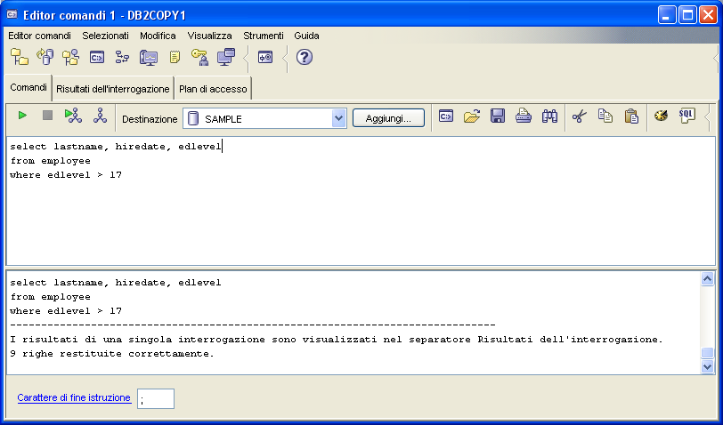 Command Editor (1) Permette di eseguire comandi