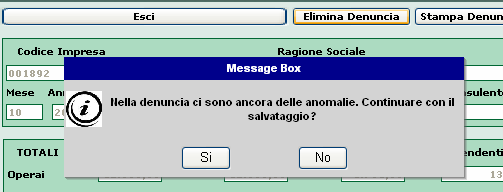 1.5.9 Chiusura denuncia Nella testata della denuncia i campi digitabili sono quelli di Eventuali penalità moratorie e quello relativo ad Eventuali sanzioni disciplinari o eventuale quota d iscrizione.