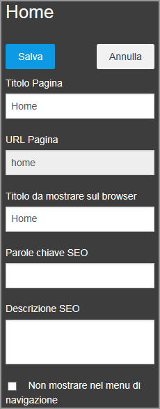 I pulsanti -Script- permettono l inserimento e la modifica del codice HTML; solitamente vengono messe nelle relative sezioni del