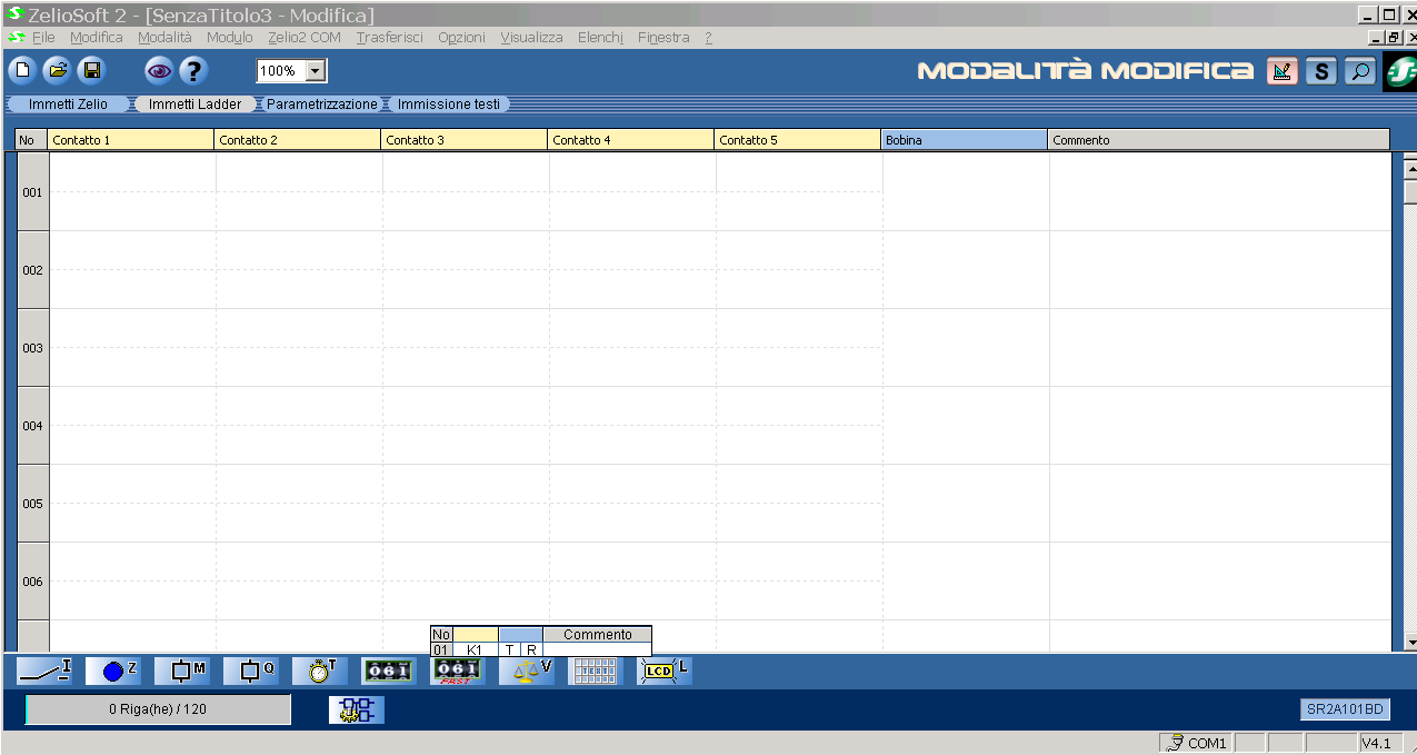 Programmazione del SW ladder Scegliere un modello che abbia la dotazione I/O richiesta Si scelga il