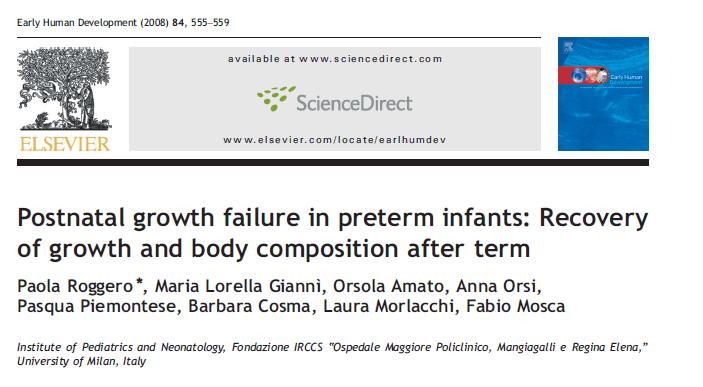 Scopo: Studio longitudinale prospettico per comparare la crescita e la qualità di crescita dopo il termine in nati pretermine AGA