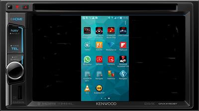 IMPOSTAZIONI PER WIRELESS MIRRORING, CONTROLLO TOUCH SCREEN Premere il tasto Home del DNX per tornare alla visualizzazione principale Selezionare APPS Lanciare l applicazione Kenwood Smartphone