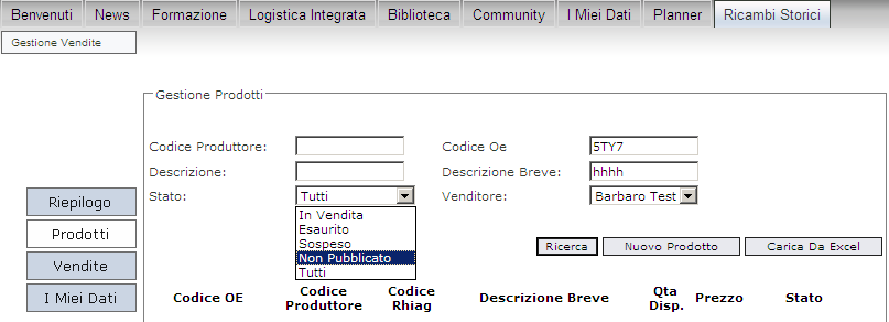 RICAMBI STORICI MANUALE UTENTE 14 Nel caso il valore sia lo stesso digitarlo nuovamente NB: i venditori verranno avvisati tramite una mail (inviata all indirizzo indicato nella sezione I Miei Dati )