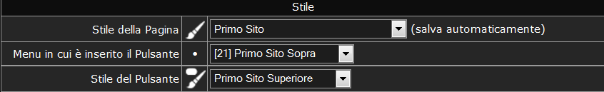 Pagina 20 Associo lo Stile alle Pagine Principali in corrispondenza di CONTATTI e scorro la pagina fino a Stile che imposto così: quindi clicco su. Eseguo la stessa operazione con CHI SIAMO.