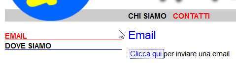 come nell'esempio, quindi salvo la pagina12. Il risultato è e cliccando sulla frase azzurra si apre l'agente di posta installato sul computer.