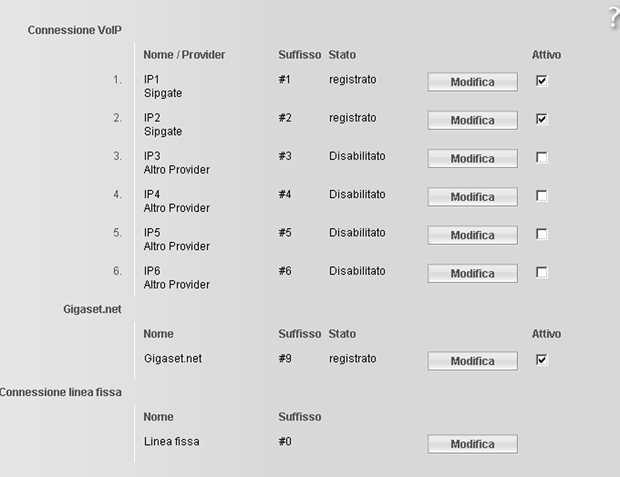 Configurare i collegamenti telefonici Configuratore web - Configurare il telefono dal PC Sul vostro telefono è possibile configurare fino a otto numeri di telefono: il vostro numero di rete fissa, il