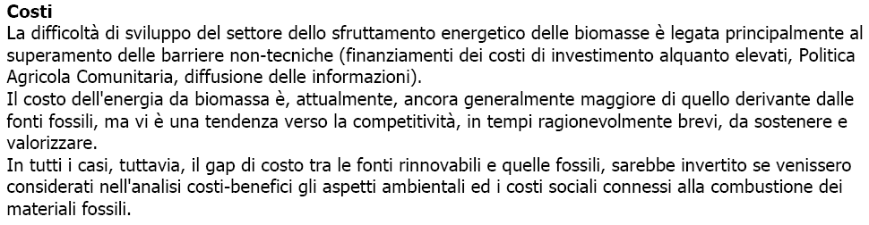 Costi dell energia da