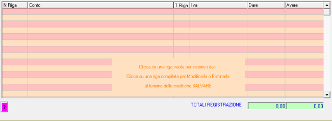 (Imposta), del movimento come da figura, per calcolare automaticamente l importo dell Iva cliccare sul pulsante Salvare la riga nella tabella compilare la terza riga, Tipo Riga T, del