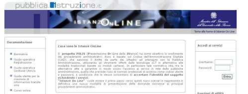 4 GESTIONE E COMPILAZIONE DEL MODULO DI DOMANDA 4.1 ACCESSO ALLE ISTANZE ON LINE Il servizio è disponibile sul sito www.istruzione.